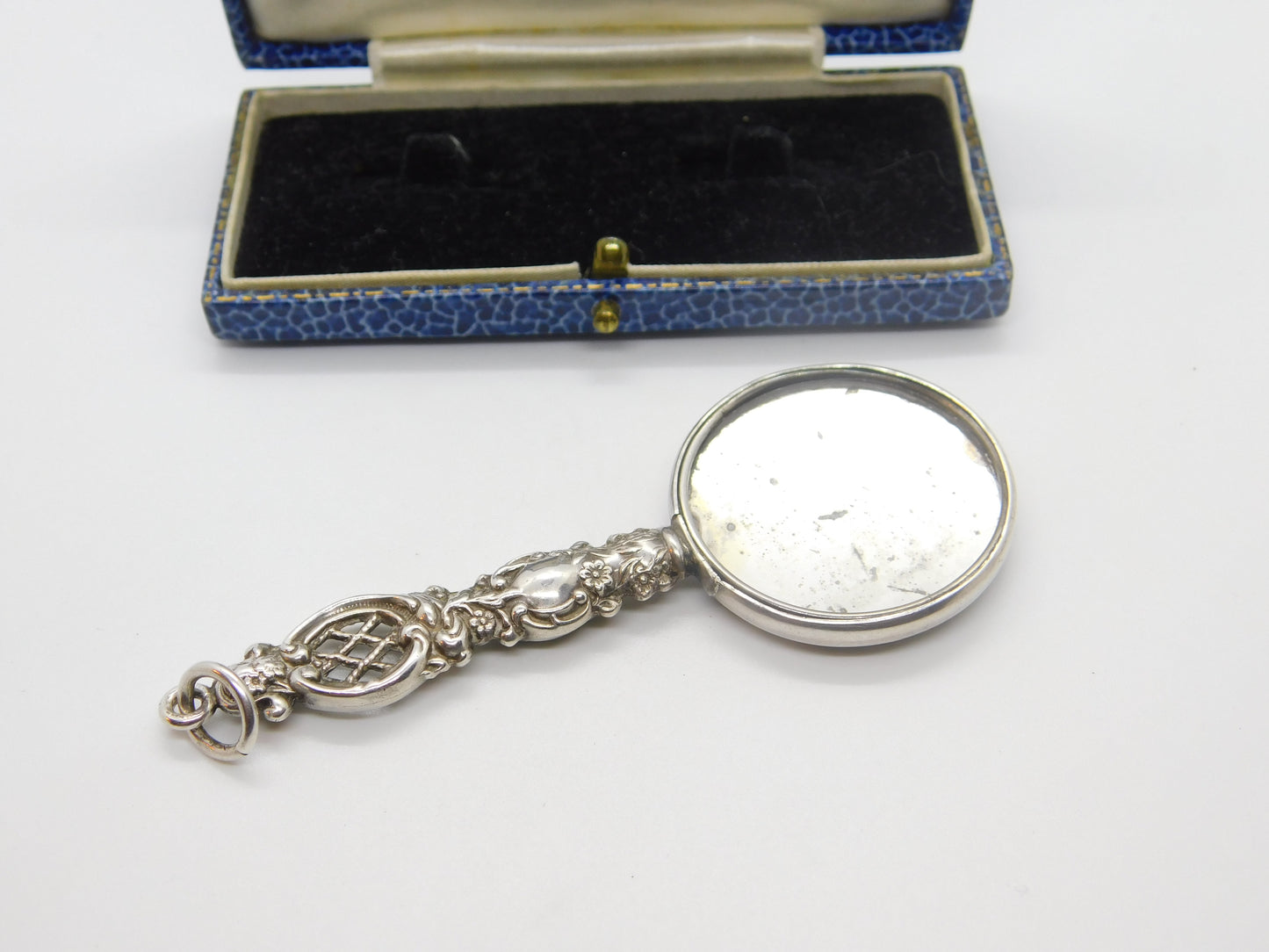 Victorian Sterling Silver Miniature Chatelaine Mirror Fob Antique 1899 Birmingham