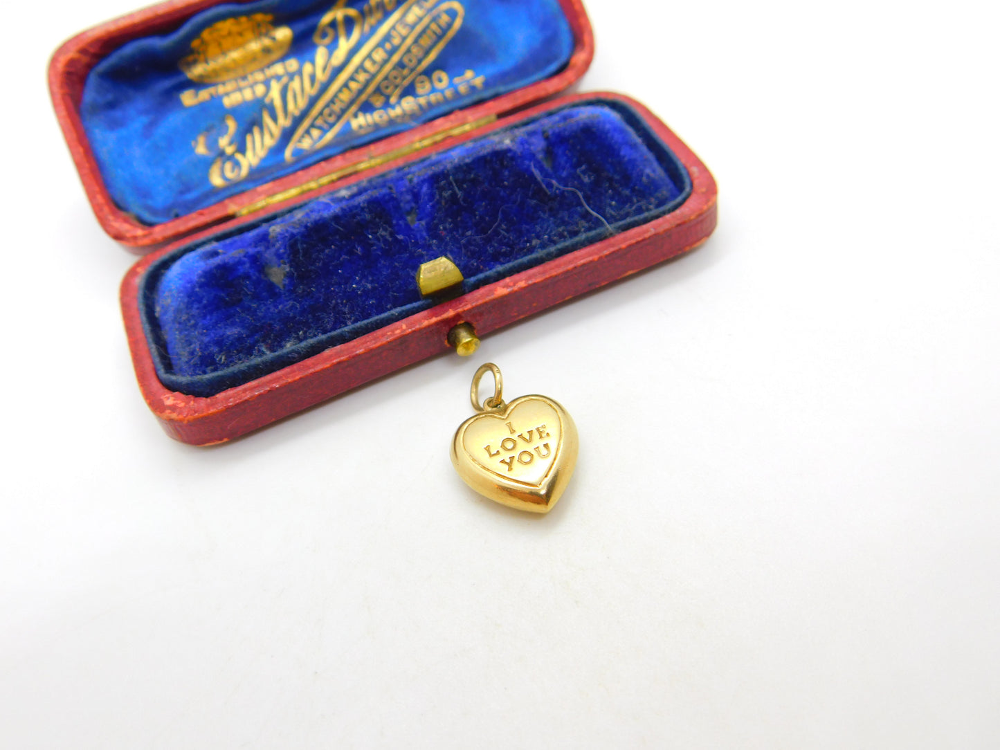 "I Love You" Heart 9ct Yellow Gold Charm or Pendant Vintage 1975 Sheffield