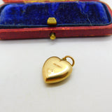 "I Love You" Heart 9ct Yellow Gold Charm or Pendant Vintage 1975 Sheffield