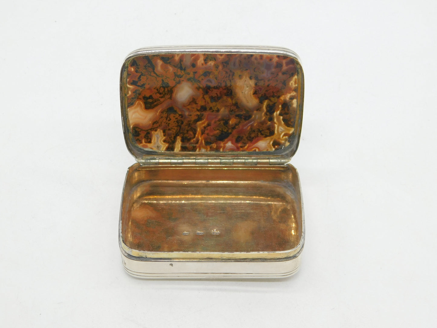 George III Scottish Perth Sterling Silver Agate Topped Snuff Box Antique c1800