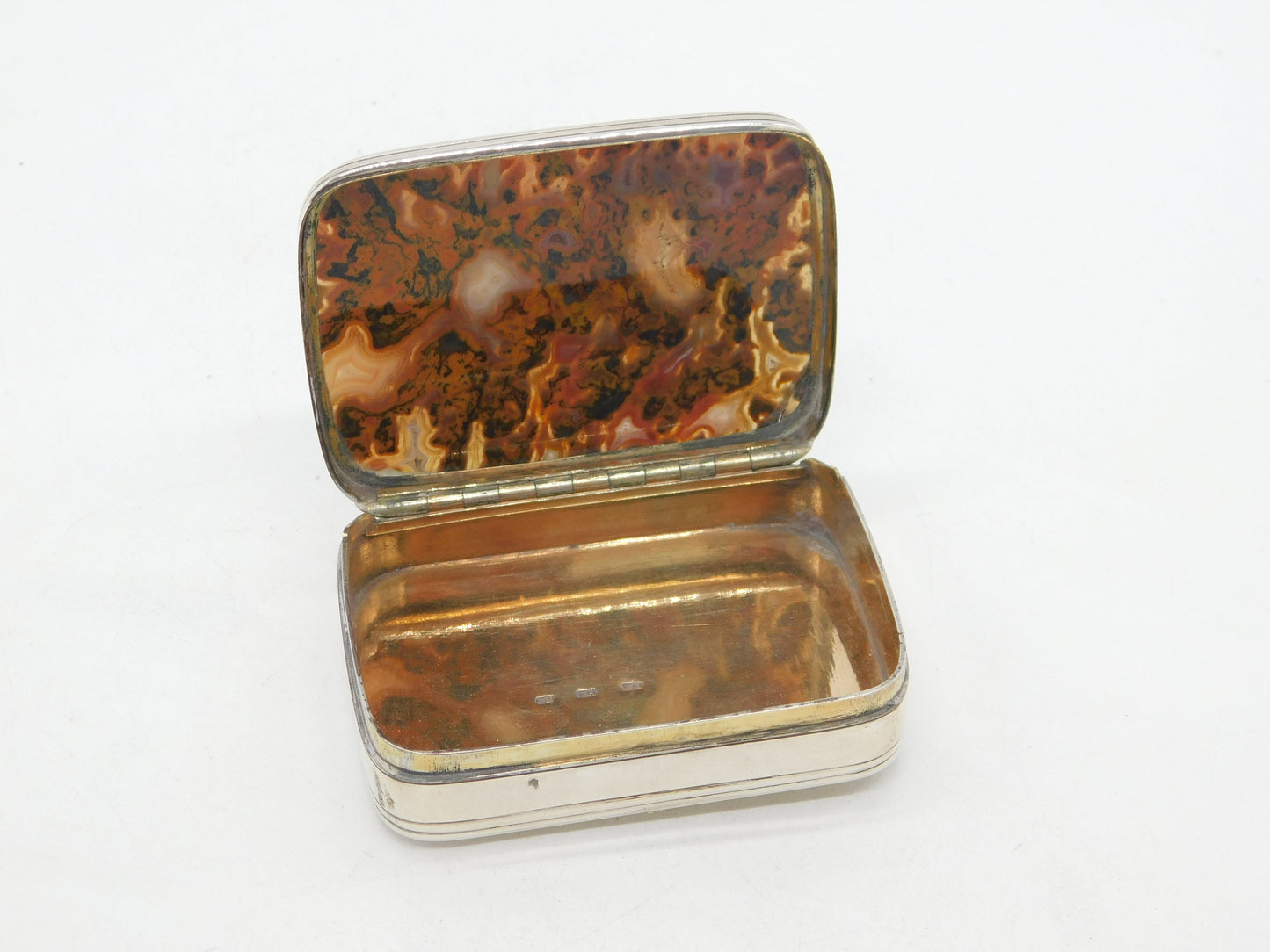 George III Scottish Perth Sterling Silver Agate Topped Snuff Box Antique c1800