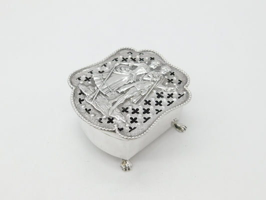 Edwardian Sterling Silver Regency Couple Pattern Potpourri Box 1904 Birmingham