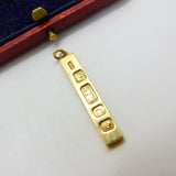 English 9ct Yellow Gold 1977 Bullion Bar Pendant or Charm Vintage London