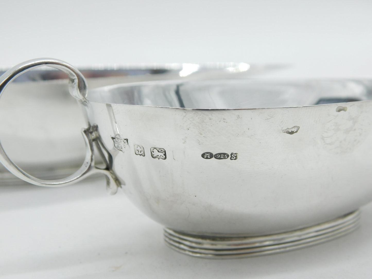 Pair of Sterling Silver Elongated Sauce Boats Antique 1934 Birmingham Art Deco