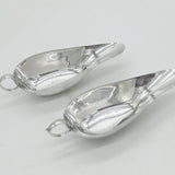 Pair of Sterling Silver Elongated Sauce Boats Antique 1934 Birmingham Art Deco