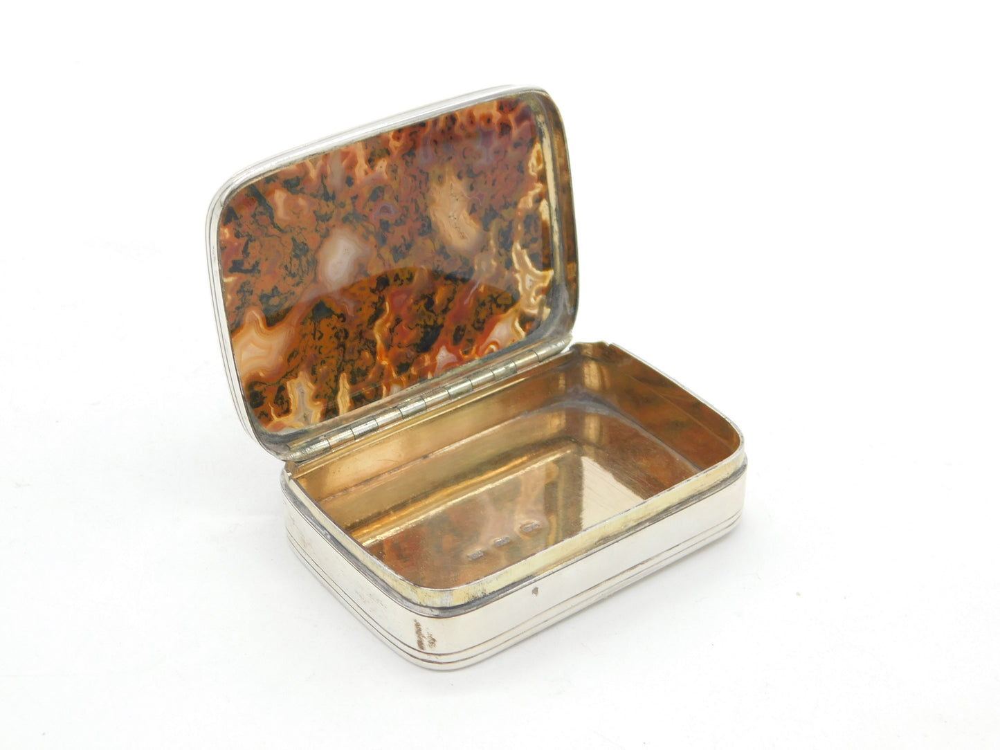 George III Scottish Perth Sterling Silver Agate Topped Snuff Box Antique c1800