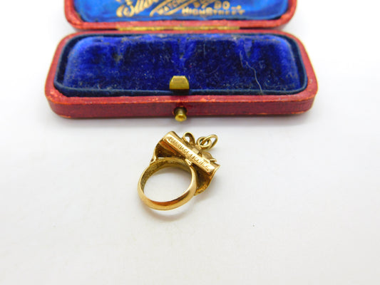 Marriage Licence 9ct Yellow Gold Charm or Pendant with Stanhope Vintage 1965