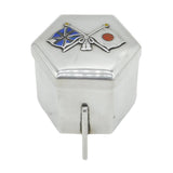 WW1 Japanese Miyamoto Sterling Silver Enamel UK & Japan Allied Flag Box Antique c1914