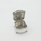 Edwardian Sterling Silver Regency Couple Pattern Potpourri Box 1904 Birmingham