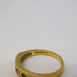 9ct Yellow Gold, Sapphire & Diamond Half-Eternity Ring Vintage 1994 Birmingham