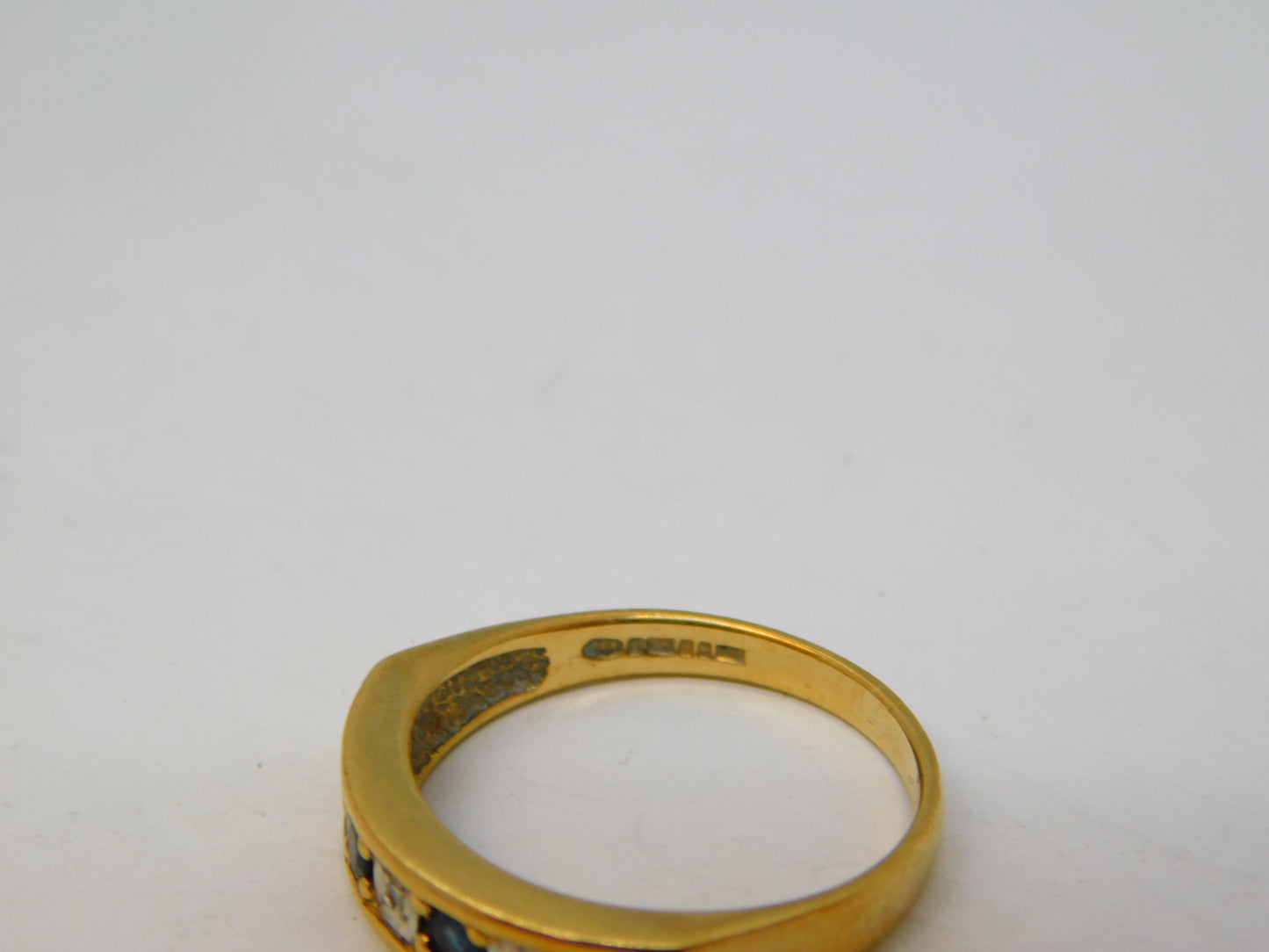 9ct Yellow Gold, Sapphire & Diamond Half-Eternity Ring Vintage 1994 Birmingham