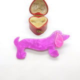 Dachshund Sausage Dog Lea Stein Paris Brooch Pin Vintage c1960