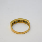 9ct Yellow Gold, Sapphire & Diamond Half-Eternity Ring Vintage 1994 Birmingham