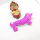 Dachshund Sausage Dog Lea Stein Paris Brooch Pin Vintage c1960