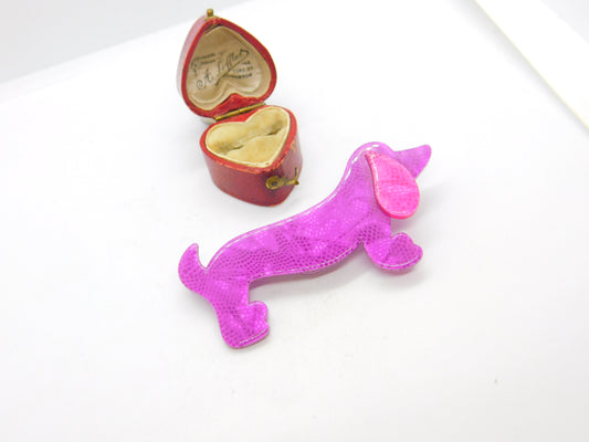 Dachshund Sausage Dog Lea Stein Paris Brooch Pin Vintage c1960