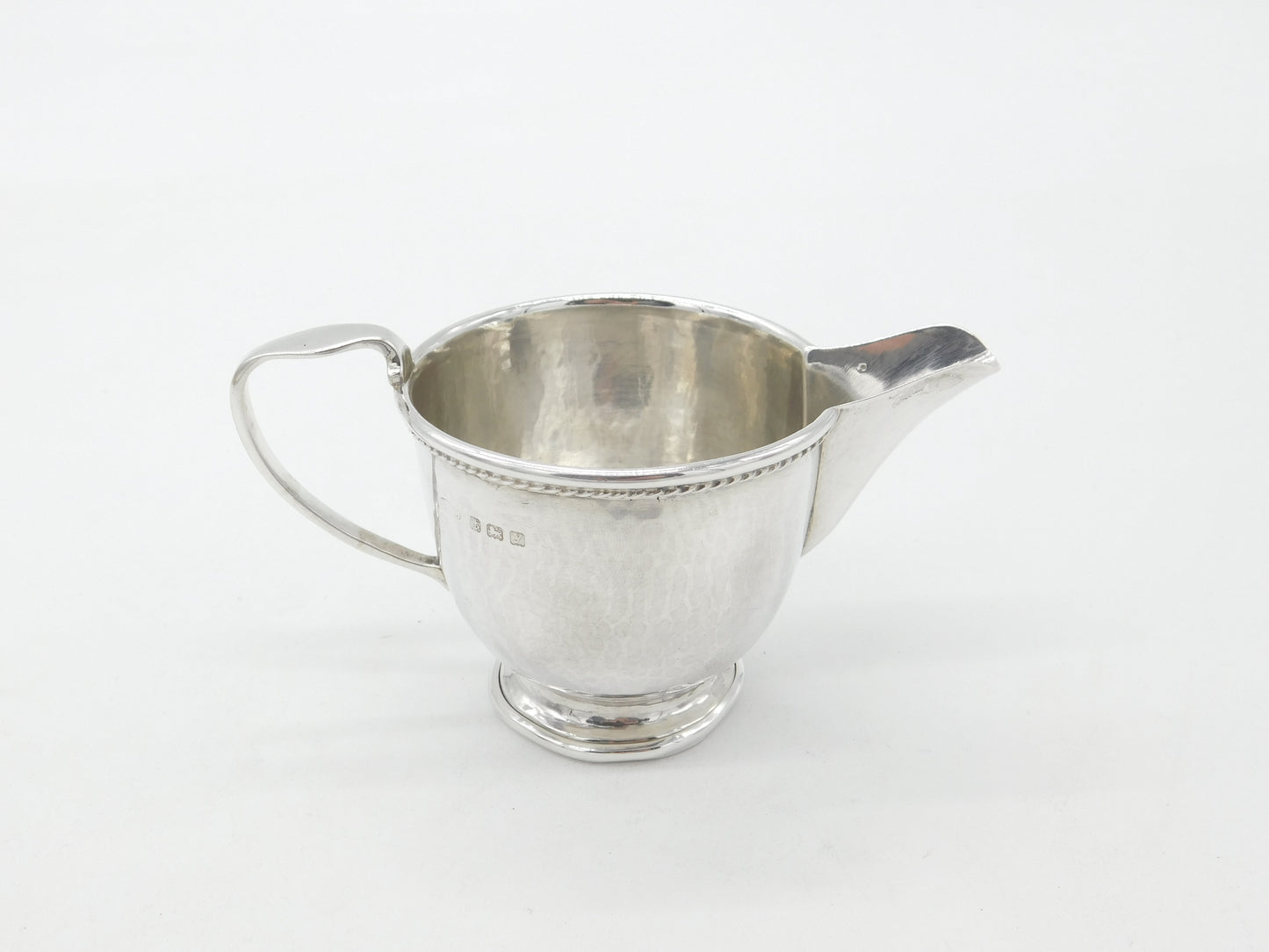 Arts & Crafts Sterling Silver Planished Cream Jug 1923 Birmingham Albert Jones