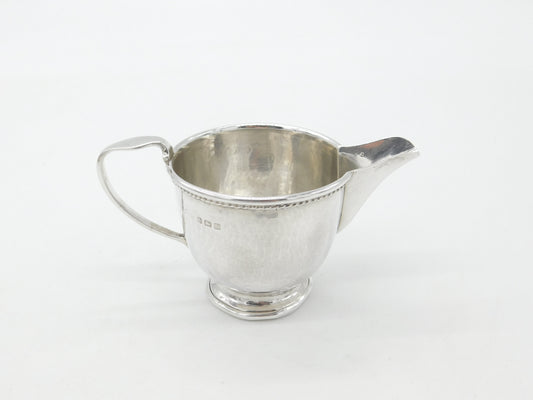 Arts & Crafts Sterling Silver Planished Cream Jug 1923 Birmingham Albert Jones