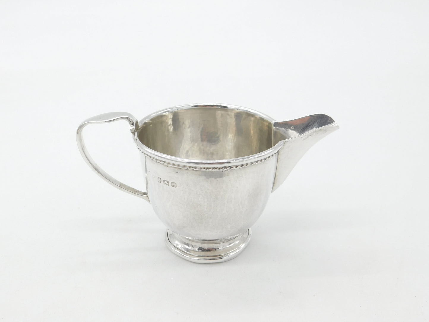 Arts & Crafts Sterling Silver Planished Cream Jug 1923 Birmingham Albert Jones