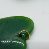 9ct Gold New Zealand Nephrite Jade Heart Pendant Carved Kiwi Antique c1920