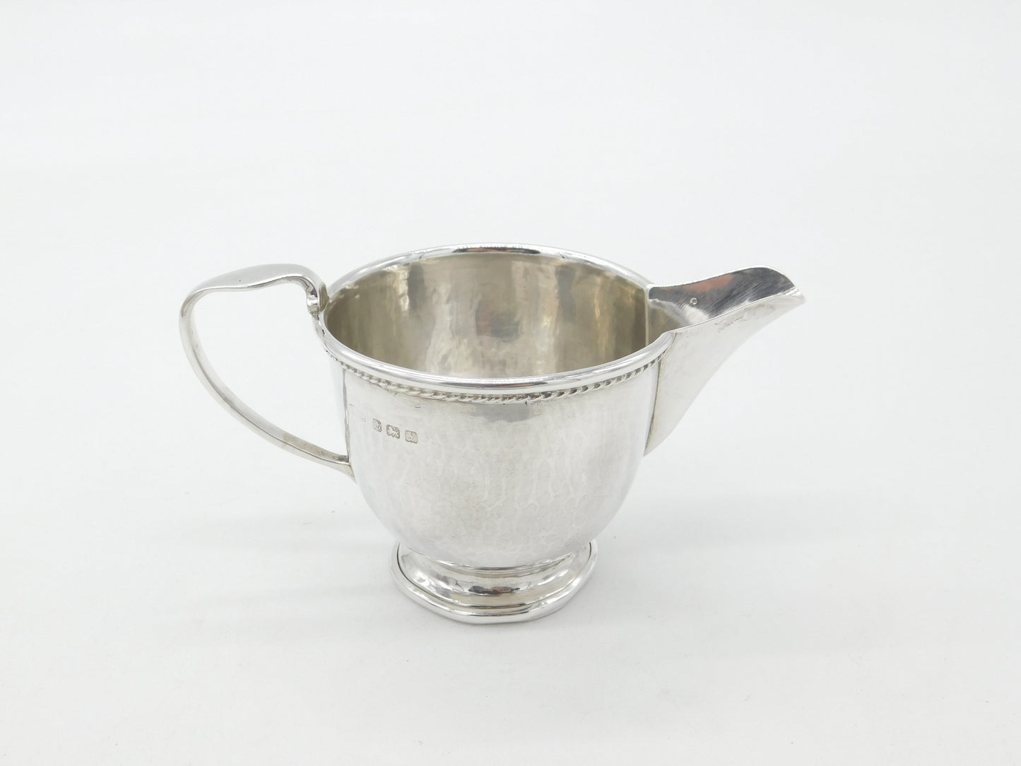 Arts & Crafts Sterling Silver Planished Cream Jug 1923 Birmingham Albert Jones