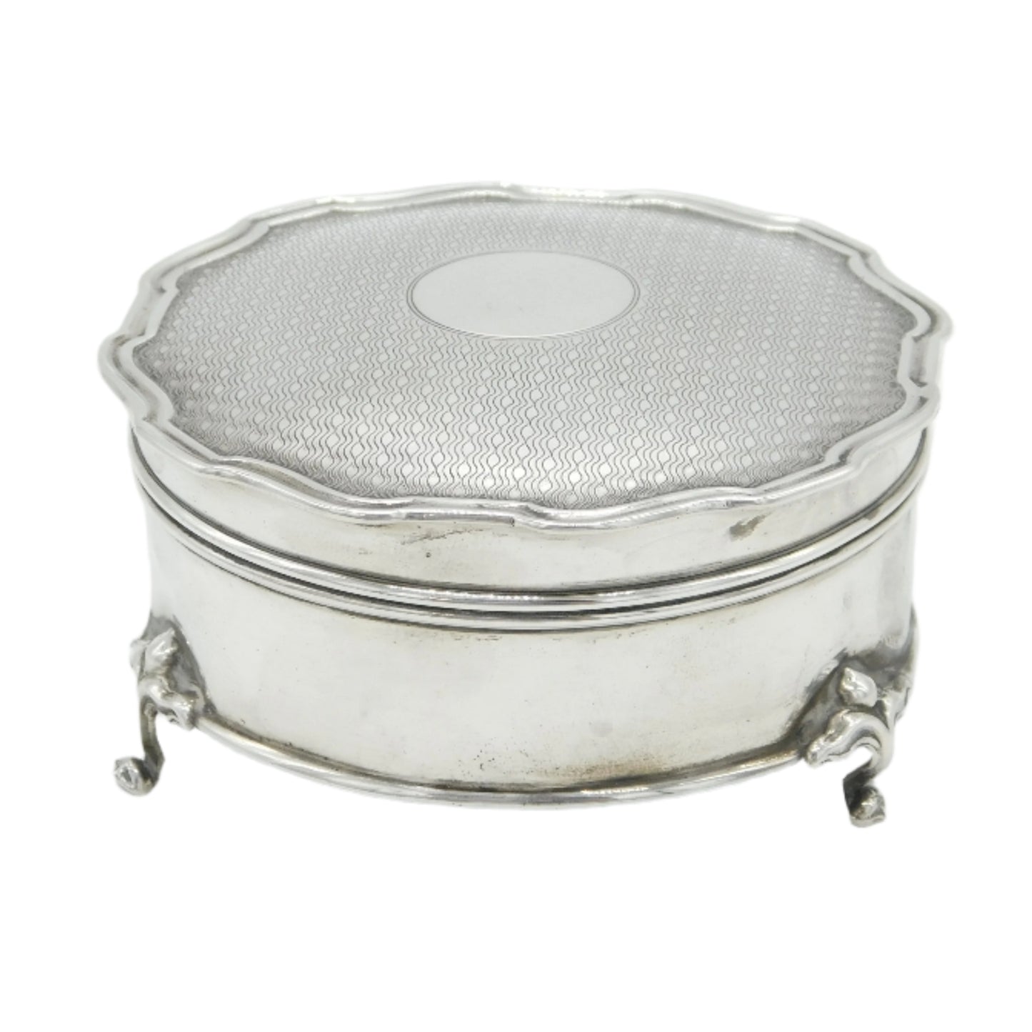 Sterling Silver Floral Shaped Jewellery Box Antique 1939 Birmingham Art Deco