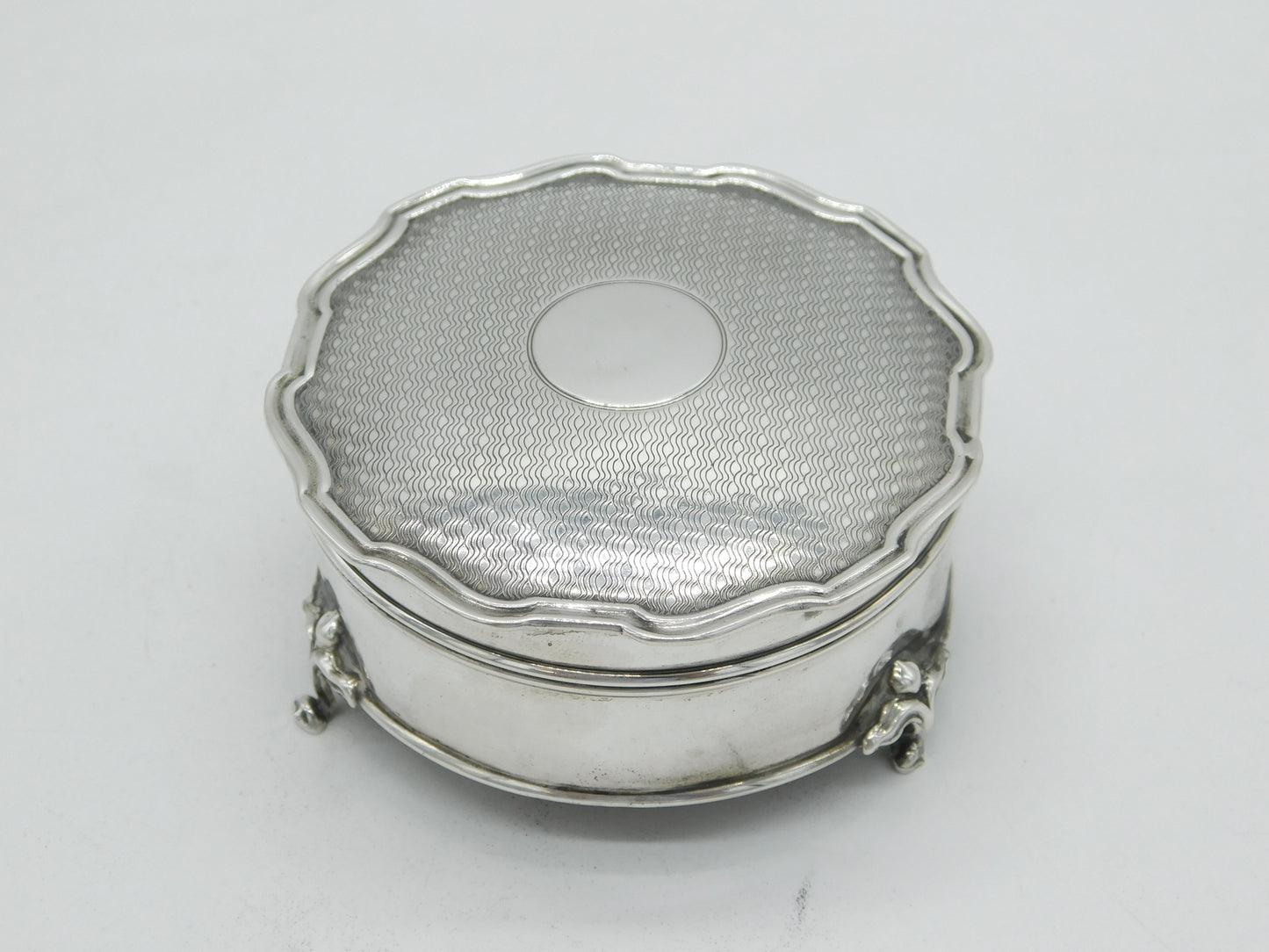 Sterling Silver Floral Shaped Jewellery Box Antique 1939 Birmingham Art Deco