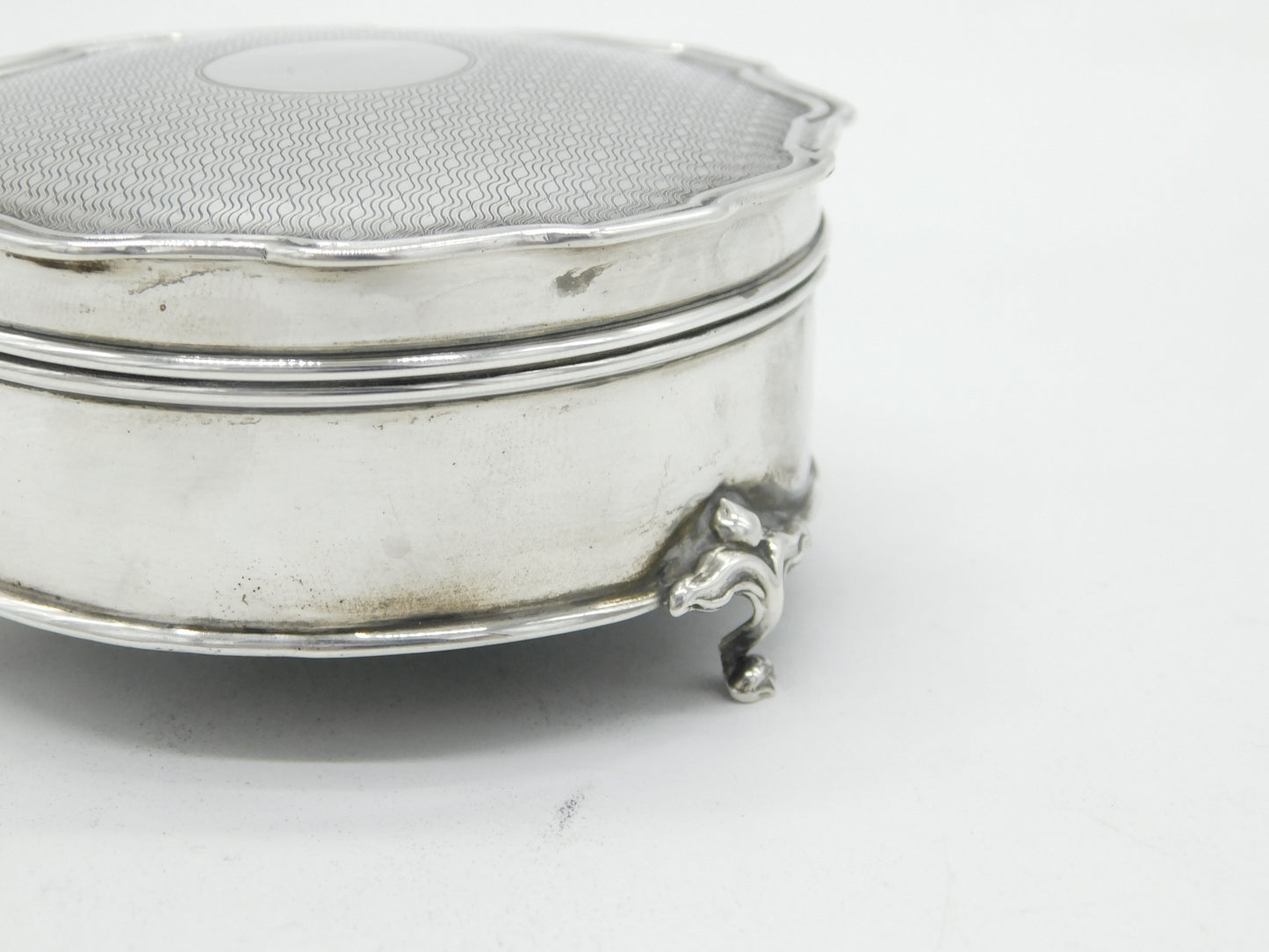 Sterling Silver Floral Shaped Jewellery Box Antique 1939 Birmingham Art Deco