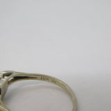 10ct White Gold, Cultured Pearl & Diamond Crossover Ring Vintage c1970