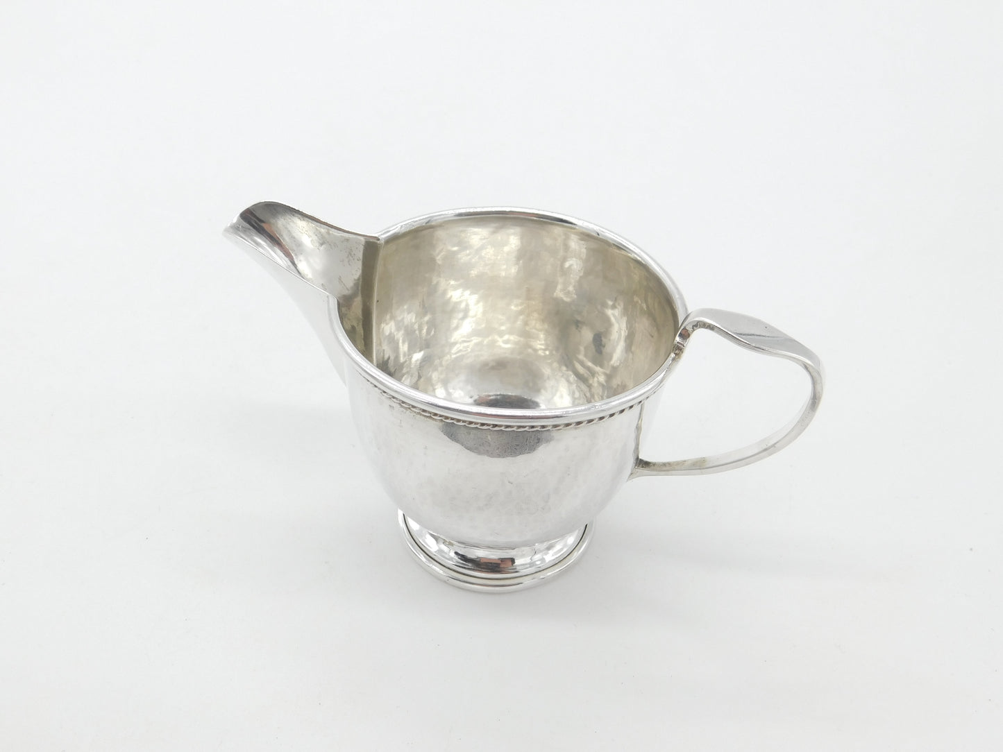 Arts & Crafts Sterling Silver Planished Cream Jug 1923 Birmingham Albert Jones