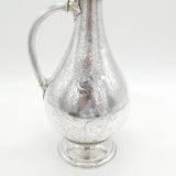 Victorian Large Sterling Silver Floral Decorated Wine Ewer Antique 1861 London