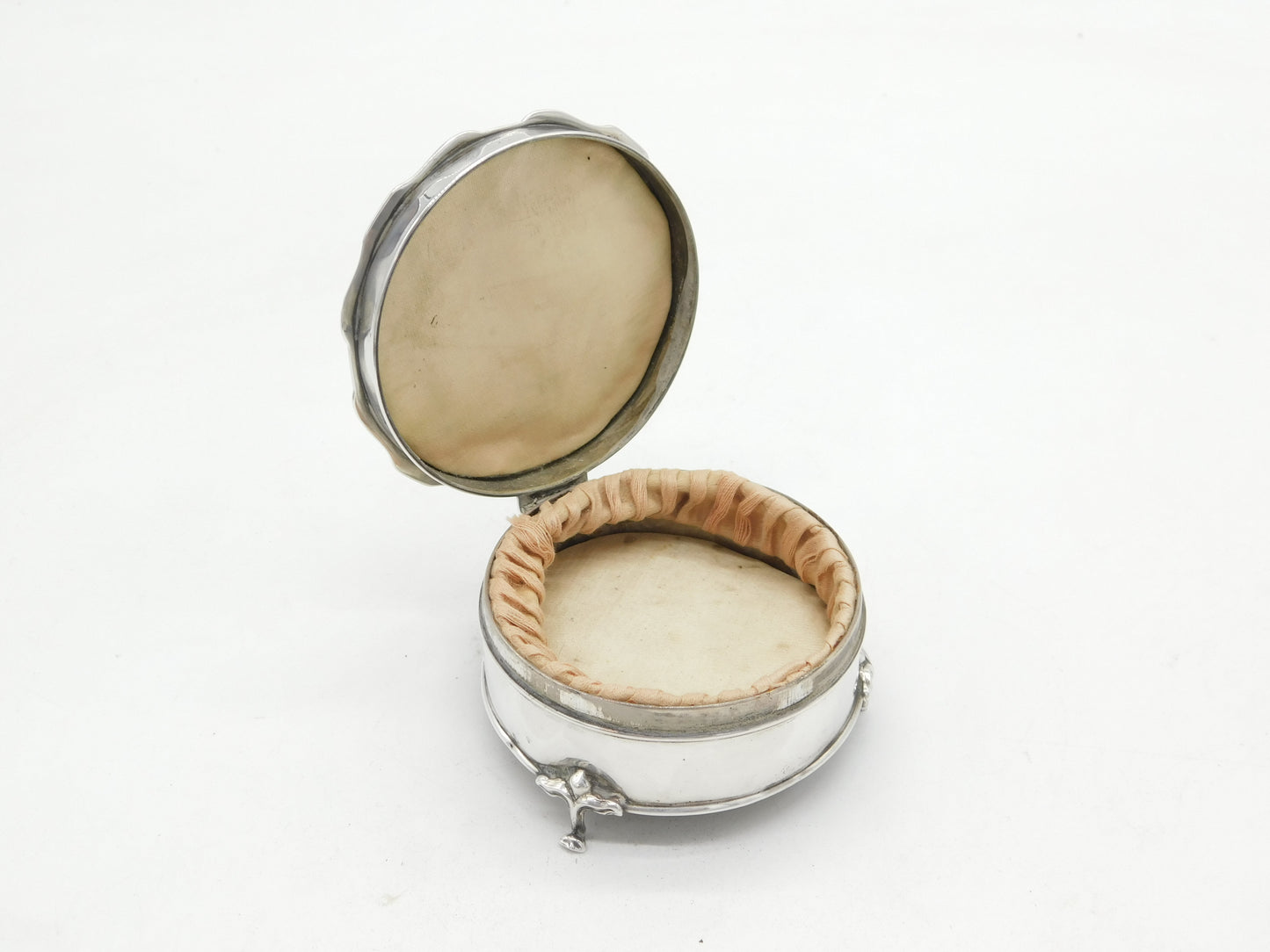 Sterling Silver Floral Shaped Jewellery Box Antique 1939 Birmingham Art Deco