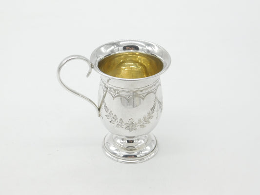 Edwardian Sterling Silver 'Audrey' Christening Mug 1902 Birmingham Antique