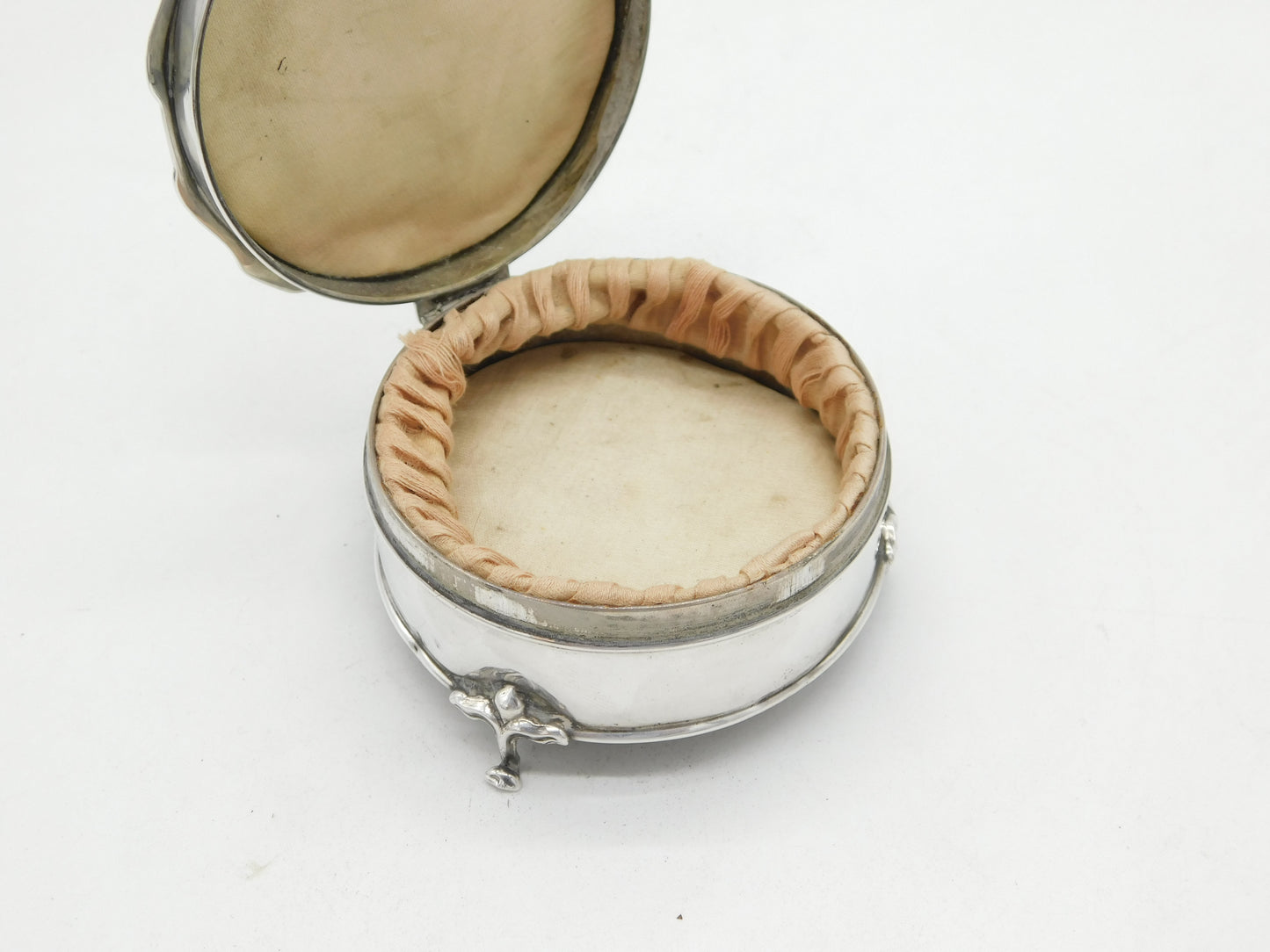 Sterling Silver Floral Shaped Jewellery Box Antique 1939 Birmingham Art Deco