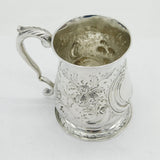 George III Sterling Silver Floral Christening Mug Tankard Antique c1760 London