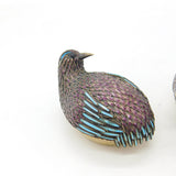 Pair of Chinese Sterling Silver Purple-Blue Enamel Quail Bird Trinket Boxes 1920