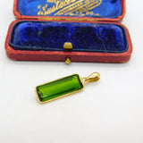 Baguette Cut Green Tourmaline in 18ct Yellow Gold Pendant Vintage c1980