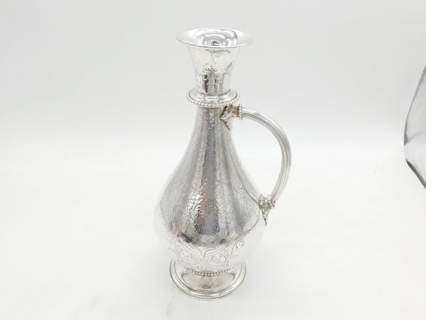Victorian Large Sterling Silver Floral Decorated Wine Ewer Antique 1861 London