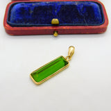 Baguette Cut Green Tourmaline in 18ct Yellow Gold Pendant Vintage c1980