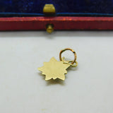 14ct Yellow Gold & Enamel Mountain Edelweiss Flower Charm Antique c1940