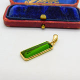 Baguette Cut Green Tourmaline in 18ct Yellow Gold Pendant Vintage c1980