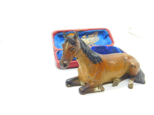 Victorian Cold Painted Vienna Bronze Sitting Horse Or Foal Sculpture Antique c1860