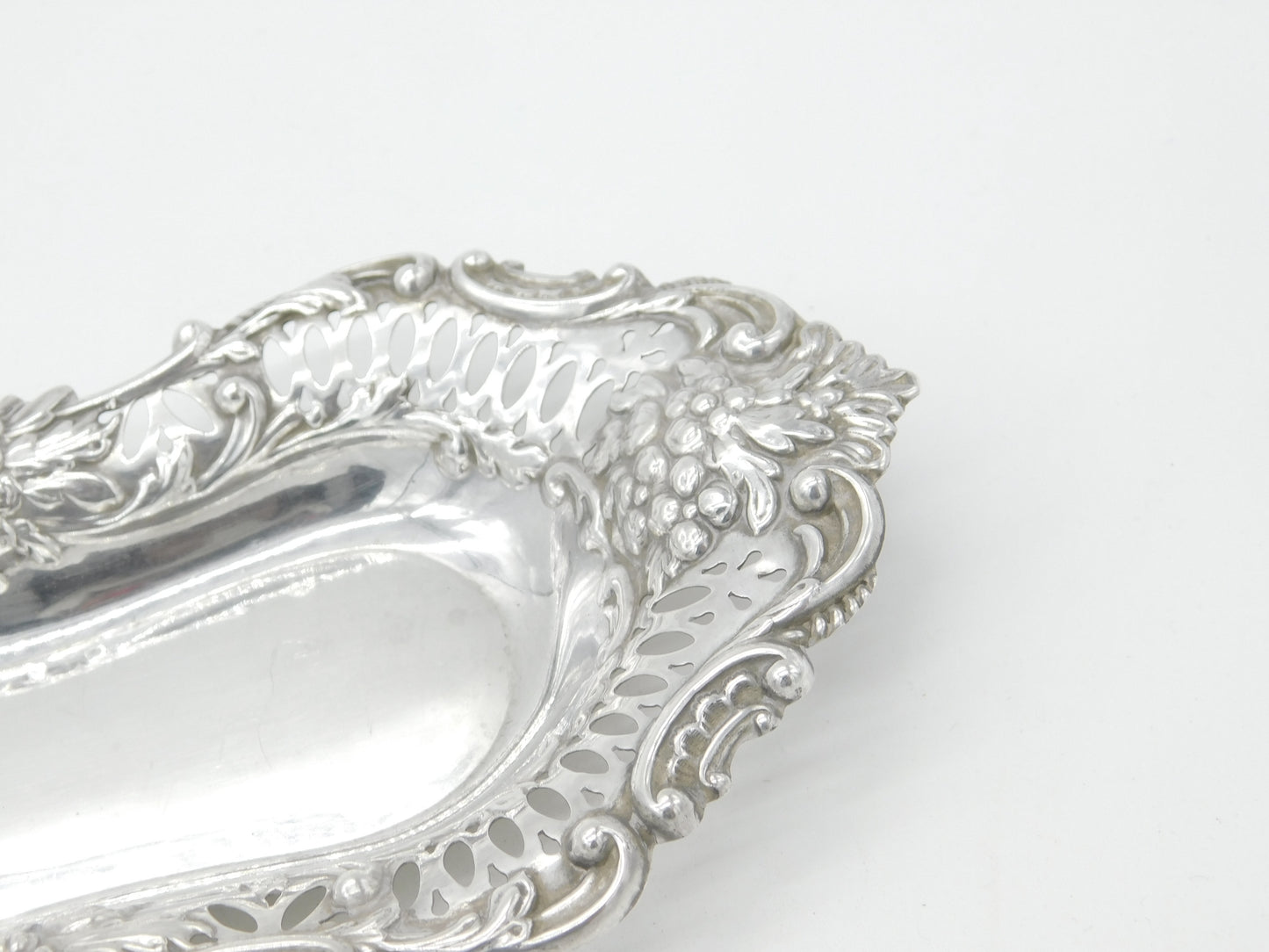 Edwardian Sterling Silver Pierced Floral Dish 1902 Birmingham Antique