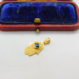 All Seeing Eye in Hand of Fatima 18ct Yellow Gold Charm Pendant Vintage c1980