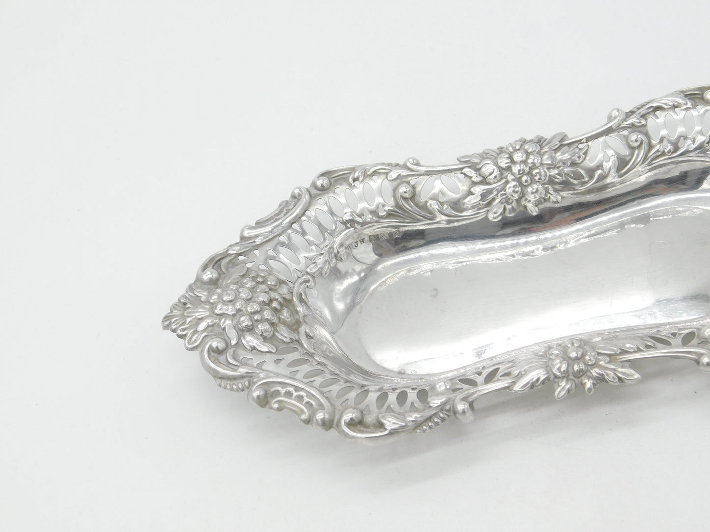 Edwardian Sterling Silver Pierced Floral Dish 1902 Birmingham Antique