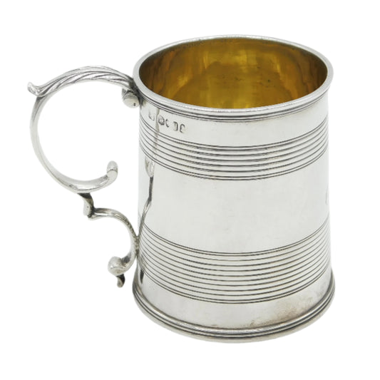 William IV Sterling Silver Lined Pattern Christening Mug Antique 1831 London