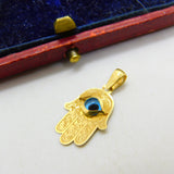 All Seeing Eye in Hand of Fatima 18ct Yellow Gold Charm Pendant Vintage c1980