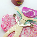 Lea Stein Paris Marked Colourful Cowgirl Brooch Pin Vintage c1960