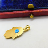 All Seeing Eye in Hand of Fatima 18ct Yellow Gold Charm Pendant Vintage c1980