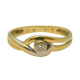 14ct Two-Tone Gold & 0.1ct Brilliant Cut Diamond Crossover Ring Vintage