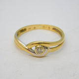 14ct Two-Tone Gold & 0.1ct Brilliant Cut Diamond Crossover Ring Vintage